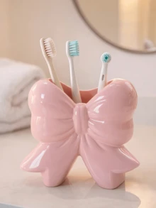 1/2 piezas Juego de organizador de baño con forma de lazo, tazas de almacenamiento multiusos para el mostrador del tocador, almacenamiento de maquinillas de afeitar y accesorios, decoración y accesorios de baño, decoración del hogar minimalista y linda - B - Ver 5
