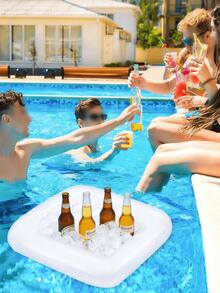 5pcs/1pc Inflatable Floating Beverage Cooler Bar, Large Capacity PVC Floating Ice Bucket, Suitable For Pool Beach Party, Waterproof Portable Drink Holder Service Tray, Easy Inflate Deflate Design, Essential For Summer Outdoor Activities Beach Pool Camping Party - Multicolor - View 11
