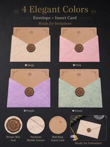20pcs-Gilded Envelope & Letter Set, Strait Scenery Embossed Texture, Romantic Handwritten Love Letter, Valentine's Day - Gilded Invitation - View 10