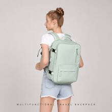 Large‑Capacity 43*30*20cm Waterproof Backpack With Shoe Pocket, Dry‑Wet Separation, Laptop Sleeve And USB Port. Available In Five Tones. Sleek‑Styled - Green - View 7