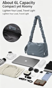 Bolso Bandolera con Cordón, Bolso de Hombro para Viajes Diarios, Ligero, Bolso Versátil para Estudiantes, Gran Capacidad, Estilo de Lujo, Regalo - Talla única para todos - Ver 6