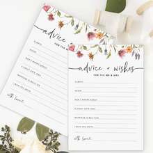 100pcs/50pcs Wedding Blessing Cards For Groom And Bride, Floral Wedding Blessing Cards, Wildflower Theme Bridal Shower Game - Multicolor - View 3