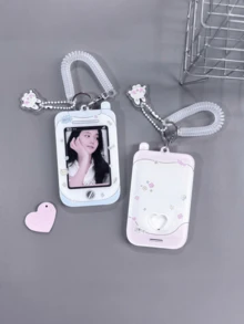 韓系 K-Pop 偶像小卡收納鑰匙圈，復古手機造型壓克力小卡展示盒，可愛包包掛飾（卡片尺寸不超過 6*9cm） - 彩色 - 查看 6