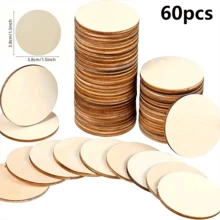 60pcs 1.5inch Round Wood Slices With Pre-Drilled Holes - Perfect For Crafts, Slice Ornaments, Hanging Decorations And Christmas DIY Projects - Apricot - View 11