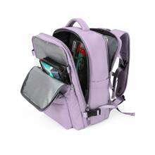 Large‑Capacity 43*30*20cm Waterproof Backpack With Shoe Pocket, Dry‑Wet Separation, Laptop Sleeve And USB Port. Available In Five Tones. Sleek‑Styled - Purple - View 2