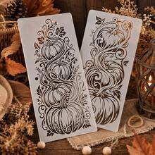 Autumn Pumpkin Taco Reusable Painting Stencils, Suitable For DIY Crafts, Thanksgiving, Halloween, Holiday Home Wall Decor, Scrapbooking, Porch Canvas Art, Vintage Scroll Vine Leaf Pattern Stencil Set, Holiday Celebration Handmade Supplies Art Projects - Sets - View 1