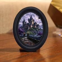 1pc Bohemian Style Vertical Decorative Photo Frame With Magic Fairy Tale Castle Print - Oval Black Photo Frame, Suitable For Room Decor, Wall Art, Medieval Castle Image Display, Vertical Hanging Photo Frame For Decoration - 238 - View 11