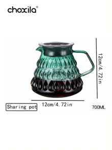 choxila 1 buah Teko Kopi Tuang Kaca Warna Gradien, 700ml Wadah Kopi Kaca dengan Saringan Kopi Kaca dan Alas Kayu, Set Teko Kopi untuk Rumah atau Kantor - Pot berbagi gradien hijau - View 11