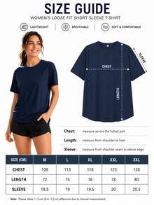 OKP 5pcs Large-Sized Multi-Color T-Shirts, Sporty And Casual Women's Wear, With A Simple And Elegant Style,Suitable For Daily Exercise, Running, Cycling - 彩色 - 查看 6