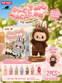 THE MONSTERS Labubu 驚喜馬卡龍盲盒，日常背包吊飾裝飾，毛絨娃娃盲盒，主題派對、生日、聖誕禮物毛絨娃娃驚喜盲盒，Labubu 毛絨吊飾盲盒，黑色開學禮物 - 彩色 - 查看 4