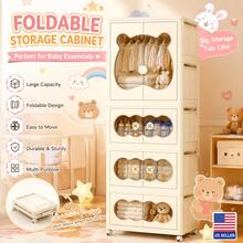 Movable Wardrobe Closetwith Wheels, Multi-Tier Closet Organizer, Baby Clothes Storage,Space Saving Foldable Storage Cabinet For Nursery, Bedroom, Baby Room, Family Living Space, Apartment, Dorm,US Local Delivery - Beige - View 3