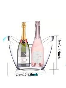 1SET Gallon Plastic Ice Bucket With Plastic Ice Scoop, Handles, Suitable For Champagne, Wine And Other Beverages, Portable, Ideal For Bar Decor, Party Supplies And Home Entertainment. - View 4
