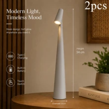 1 pieza Lámpara de escritorio LED portátil de ABS, con cable USB, diseño minimalista y delgado, atenuación táctil, carga USB, adecuada para dormitorio y oficina - luz roja blanca - Ver 30