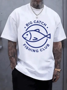 Gran pez azul simboliza la pasión por la pesca y el espíritu libre del mar camiseta de hombre cómoda moderna casual - Blanco - Ver 1