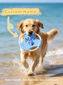 Custom Name Pet Dog Flying Disc Toy, Canvas Rope Interactive Dog Bite Resistant Pet Flying Disc Toy, Personalised Gifts Pet Dog Toy, Pet Portrait Outdoor Toy For Dog, Dog, Dogs Stuff, Dog Stuff, Cat Stuff, For Training Outdoor Fetch Play - Multicolor - View 1