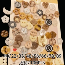 10/22/35/48/56/66/78/89/92/100Pcs New Coffee/Chocolate Color*Girl Style Buttons/Planner Decoration DIY Clothing Buttons Mixed*Handmade Knitting Accessories Random Style - Multicolor - View 10