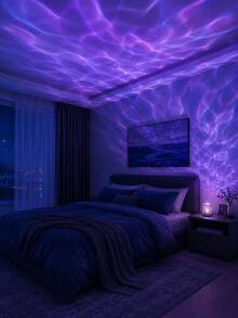 1pc [Water Ripple Projection Light] Square Transparent Textured Atmosphere Lamp, Colorful Ocean Wave Projection Effect | Suitable For Bedroom, Living Room, Birthday Party, Room Decoration | USB Powered - Cylindrical - View 6