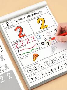 1pc Number Practice Workbook, Designed For Tracking, Writing And Recognizing Numbers. Includes Illustrations, Number Coloring, Stroke Practice And Grip Exercises For Easy Identification By Parents Or Preschool Teachers. Suitable For Home Early Childhood Number Cognition, School Teaching, And Also Belongs To Student Stationery, Back To School Supplies - Multicolor - View 7