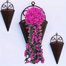 塑料壁挂式花篮，装饰性人造植物锥形花瓶，不对称藤编花盆，适合家居装饰，多功能，也可作为礼物 - 彩色 - 查看 11