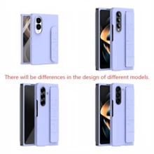 Phone Case With Retractable Wrist Strap For Samsung Galaxy Z FOLD3/FOLD4/FOLD5/FOLD6/FOLD7/FOLD8/FOLD8Ultra/W26, Minimalist Solid Color, Comfortable Touch, Fashionable Versatile Design - Light Purple - View 6