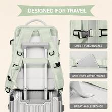 Large‑Capacity 43*30*20cm Waterproof Backpack With Shoe Pocket, Dry‑Wet Separation, Laptop Sleeve And USB Port. Available In Five Tones. Sleek‑Styled - Green - View 6