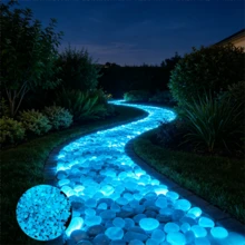 1cm Small Blue Glowing Fluorescent Stones, Artificial Pebbles For Outdoor Paths, Gardens, Potted Plants, Indoor Glass Jar Decor - A - View 6
