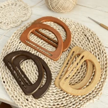 2pcs D-Shaped Wooden Wallet Handles, Durable Bag Grip Accessories Suitable For DIY Straw Beach Bags And Handbags - A - View 3