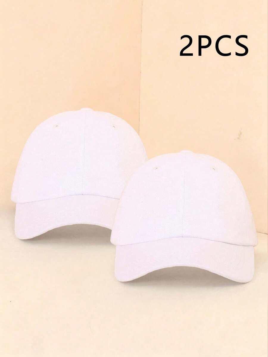 Men's Plain Simple Baseball Cap, Casual Everyday Wear - White - View 1