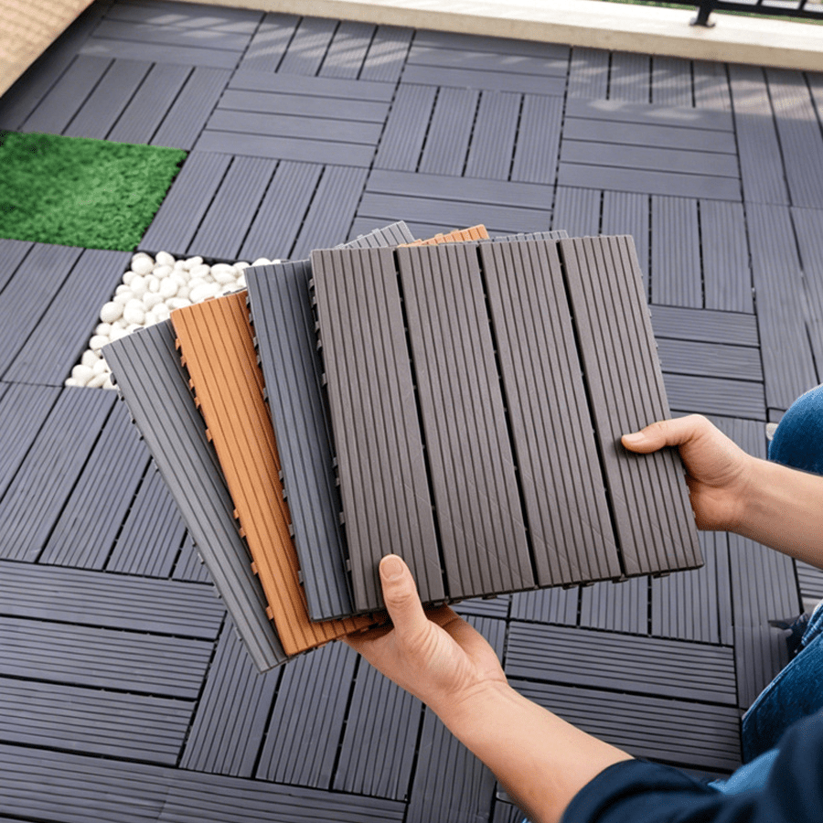 5/10 piezas Baldosas de suelo de madera de plástico autoinstalables y autocolocables, balcón, patio, jardín, baldosas de suelo exterior anticorrosivas, baldosas de suelo exterior para patio