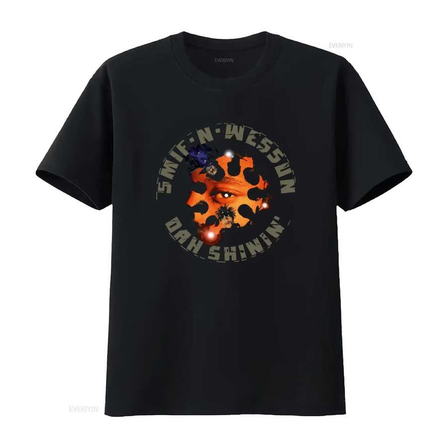 Camiseta del grupo de hip hop Smif N Wessun Dah Shinin para vacaciones, lavada de manera vintage, ligeramente suave y cómoda, de uso versátil - Negro - Ver 1