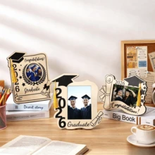 2026 Graduation Photo Frame Wooden Picture Frame With Graduation Cap Tassel Desktop Standing Fridge Magnet Keepsake Graduation Party Decoration Graduate Gift Suitable For University High School Senior Students Congratulations Souvenir Party Favor Table Centerpiece - Decorate - View 2