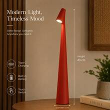 1 pieza Lámpara de escritorio LED portátil de ABS, con cable USB, diseño minimalista y delgado, atenuación táctil, carga USB, adecuada para dormitorio y oficina - luz roja blanca - Ver 17