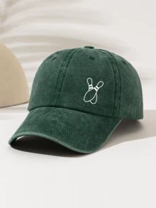1pc Fashionable Minimalist Washed Baseball Cap With "Bowling Ball" Print Pattern, Gift For Family And Friends, Essential Fashion Item For Men And Women Suitable For Outdoor Sports - Washed Cap - View 8