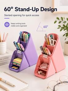 This Silicone Stationery Storage Bag Features A Zipper Closure And Diamond Pattern Design, Suitable For Desktop Storage And Portable Carry, A Minimalist Multifunctional Pencil Case, An Essential Back-To-School Item For Students - Multicolor - View 8