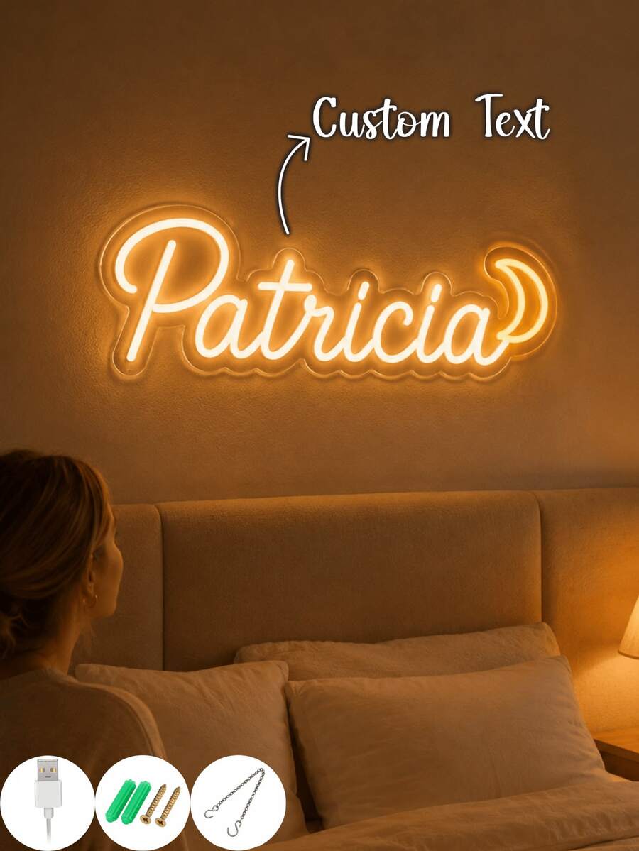 1 chiếc đèn neon tùy chỉnh tên, đèn LED họa tiết mặt trăng cá nhân hóa, hộp quà trang trí, đèn tường phòng ngủ, quà tặng lãng mạn cho cô ấy, quà sinh nhật, quà kỷ niệm, trang trí tiệc, đèn phát sáng tùy chỉnh, quà tặng bất ngờ - Nhiều màu - Xem 1