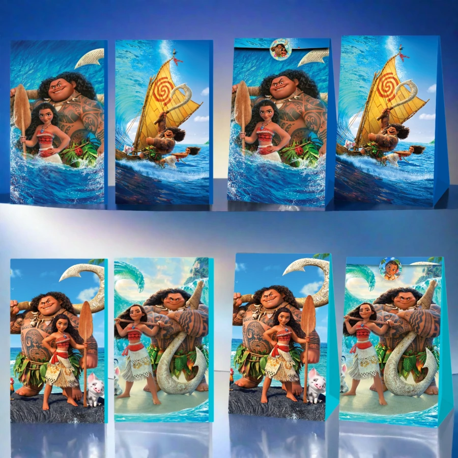 Disney 24-Piece Moana Gift Bag Set, Cartoon-Themed Party Supplies Set, Gift Wrapping Accessories, Party Gift Bags, Suitable For Birthday Gifts. - Multicolor - View 1