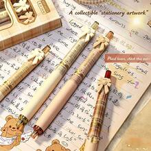 4PCS Retractable Neutral Pens, Minimalist Newspaper Print Barrel, CS Smooth Tip, Soft Grip, Ins Style, Stationery Set For Note-Taking, Homework, Exams, Gifts And Daily Writing - Sets - View 10
