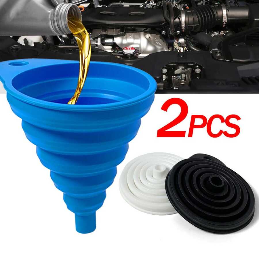 2Pcs Foldable Car Engine Funnel Silicone Liquid Funnel Washer Engine Oil Petrol Change Tools For Motorcycle Car Acesssories