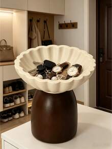 Ruffle Decorative Bowl, Modern Farmhouse Home DecorCenterpiece 6 Inches, HandCrafted Small Resin Key Bowl ForEntryway, Coffee Table, Bathroom Vanity - Multicolor - View 2
