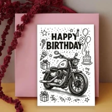 1pc A Single Birthday Card Featuring A Motorcycle Design, Perfect For Men Who Are Passionate About Motorcycles. It Is An Ideal Choice For Friends, Family, And Motorcycle Enthusiasts To Celebrate Important Events And Milestones - One Size Fits All - View 3