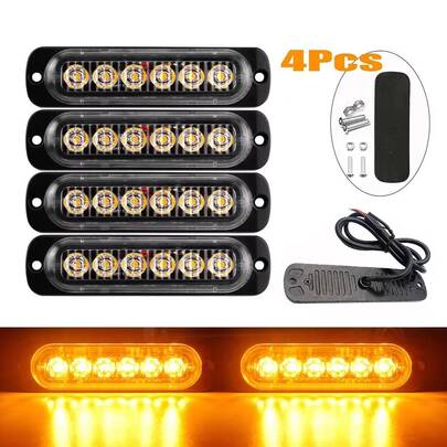 4pcs 6LED Truck Light Warning Lights Car Grille Beacon Bar LED Trailer Light Emergency Signal Light Side LED Indicator Light