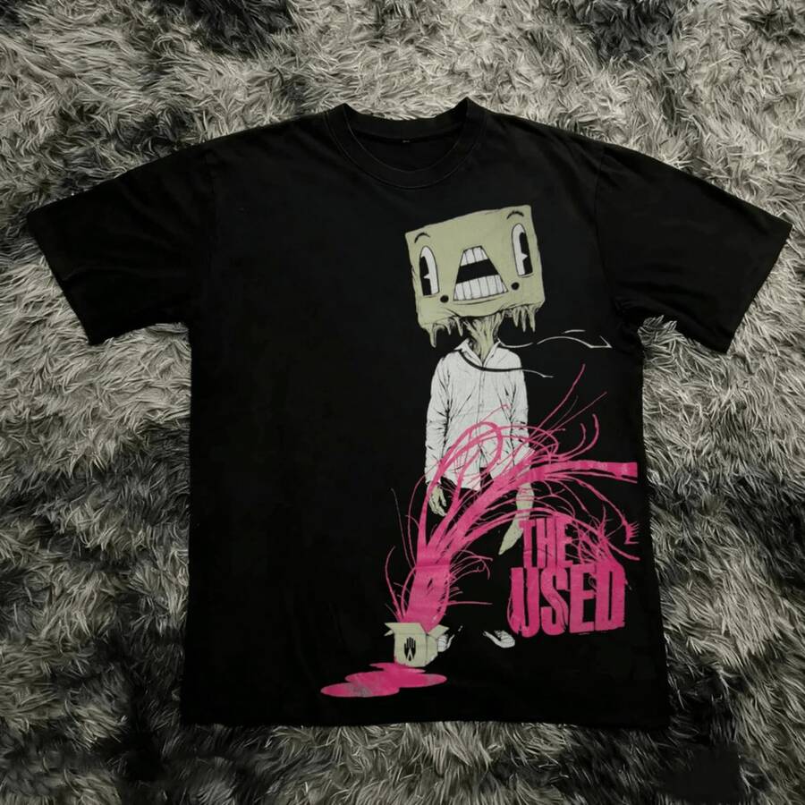 Y2K Style Graphic T-Shirt For Men And Women, Short Sleeve, Gothic Punk Style, 90s Vintage, Emo Aesthetic, Harajuku Clothing And Streetwear - 黑色 - 查看 1