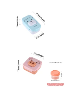 Cartoon Animal Compartment Lunch Box, PP Plastic, Lightweight And Airtight, Portable Size, Microwave , Ideal For Students Commuting, Picnics, Spring Outings, And Holiday Meal Preparation.University Essentials - Multicolor - View 12
