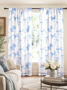 2pcs Sweet Style Pink Bow Print Filter Curtains, Privacy Protection Polyester Curtains, Suitable For Bedroom And Living Room - Multicolor 2 - View 10