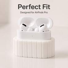 Support d'écouteurs sans fil, base de rangement d'écouteurs Bluetooth à rayures de colonne romaine, support fixe antidérapant minimaliste moderne, accessoire numérique blanc très attrayant pour bureau de bureau et coiffeuse - Voir 6