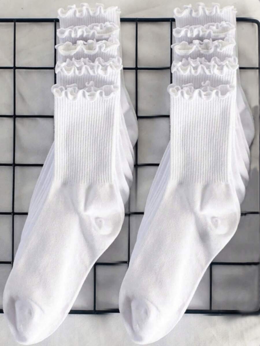 1/10/15 Pairs All-Match Unisex White Short Socks, Simple Versatile, Suitable For Daily Wear - Multicolor - View 1