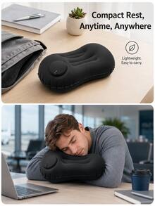 1pc Inflatable Waterproof Comfortable Portable Camping Pillow, Neck Support, Machine Washable, Hiking Outdoor Gear, Camping Travel Inflatable Pillow, Lightweight Foldable, With Eye Mask And Earplugs Set, Summer Holiday Essential - Multicolor - View 6