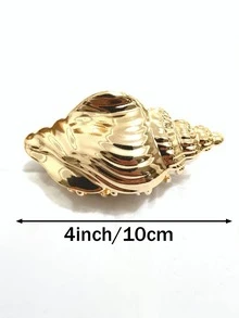 1个大号金属贝壳形发夹，女士适用，抓力强劲，适合浓密头发，时尚发饰，夏季海滩风情 - 金色 - 查看 3