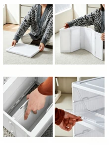 1pc Pre-Assembled Foldable Shoe Cabinet, Transparent Dust-Proof Shoe Boxes, Large-Capacity Shoe Storage Containers, Stackable, Available In Multiple Sizes. - Multicolor - View 7