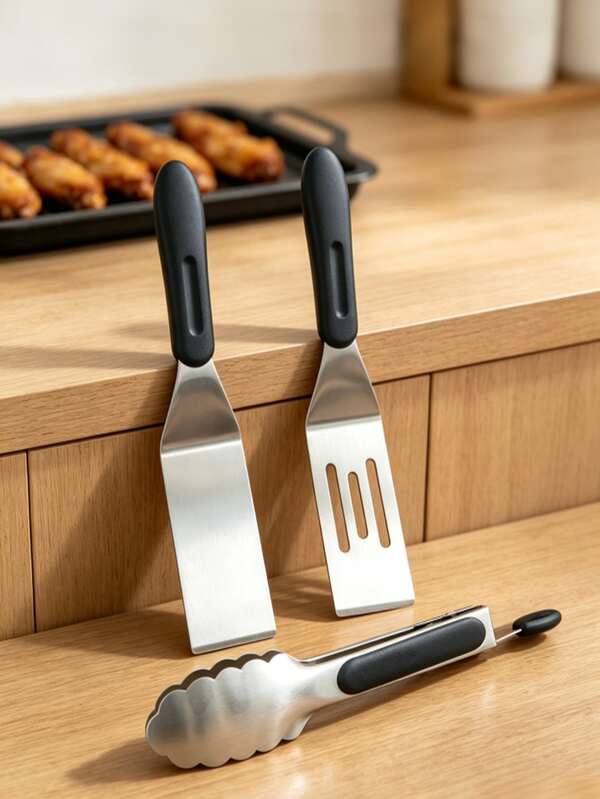High Quality Stainless Steel Kitchen Spatula Set, Heat-Resistant Handle, Baking Tools, Suitable For Pizza Spatula, Steak Spatula, Pancake Spatula, Lasagna, Brownie, Cake And Cookie Spatula
